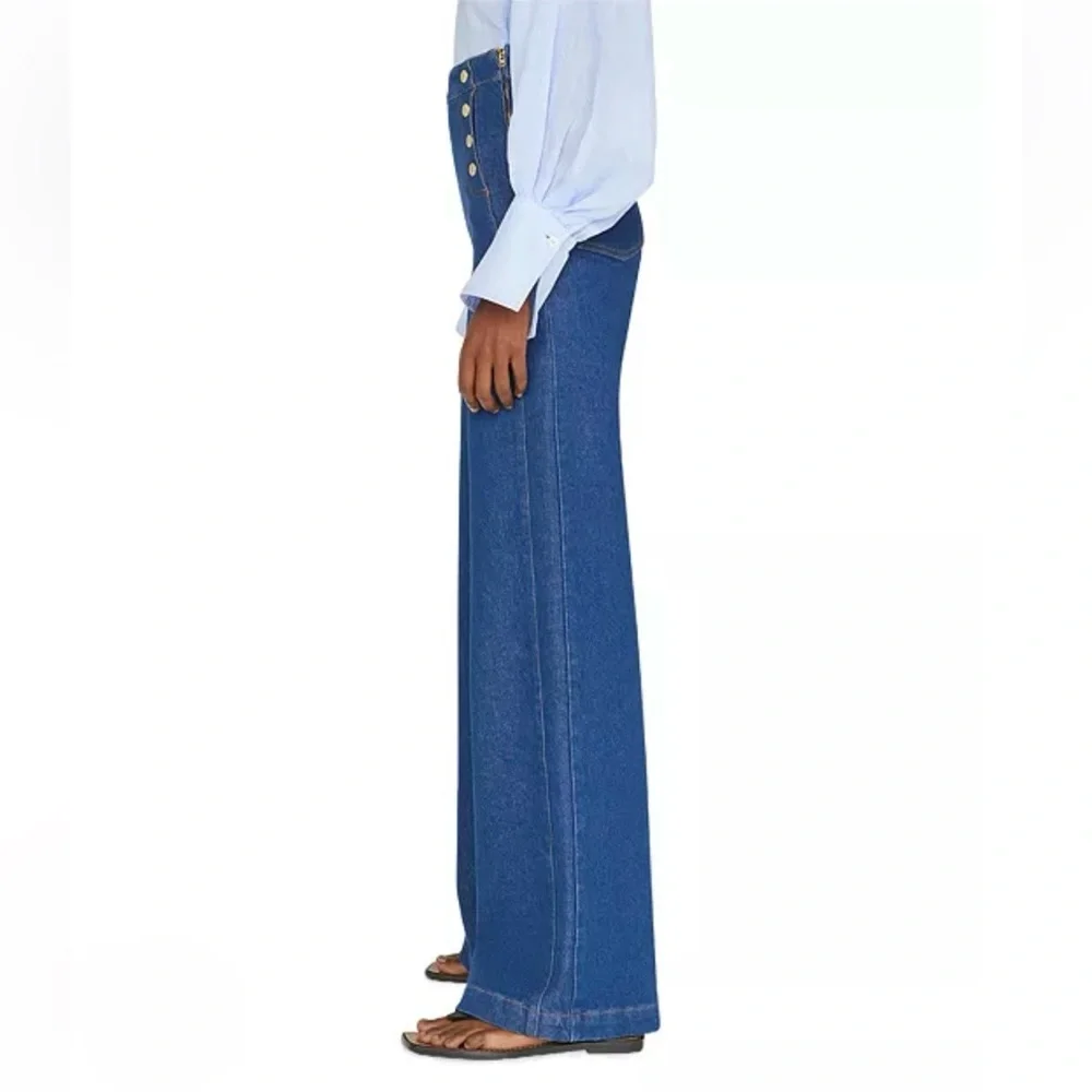 Frame Sailor Snap High Rise Wide Leg Jeans in Adele - Picture 6 of 16